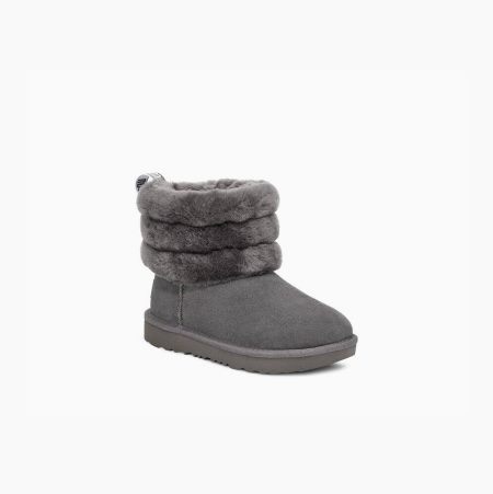 UGG Fluff Mini Quilted Deep Grey Boots for Kids (BCDK78640)